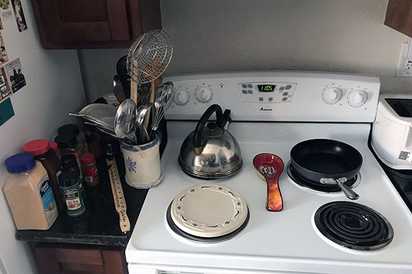 Photo of stove and other counter space